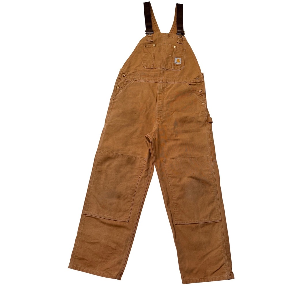 Carhartt Bib Overalls Durable Workwear Heavy Duty‎ Construction R01 BRN - 38x30